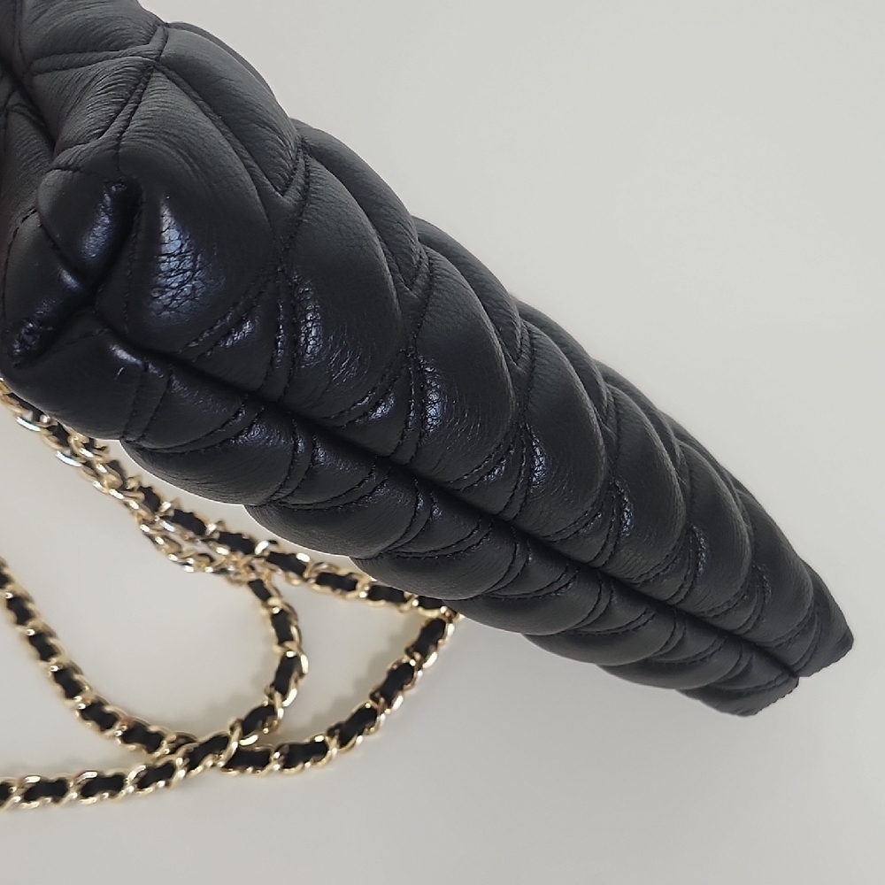 Valentino Black Quilted Leather Shoulder Bag With Removable Chain Straps 10x 7 - Picture 14 of 16